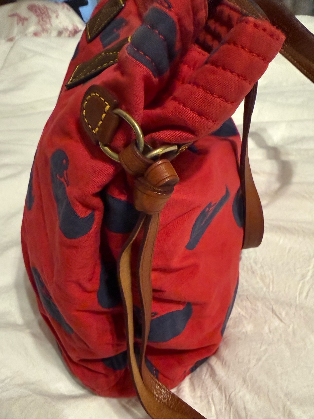 Dooney & Bourke Red and Navy Duck Tote - Picture 6 of 16